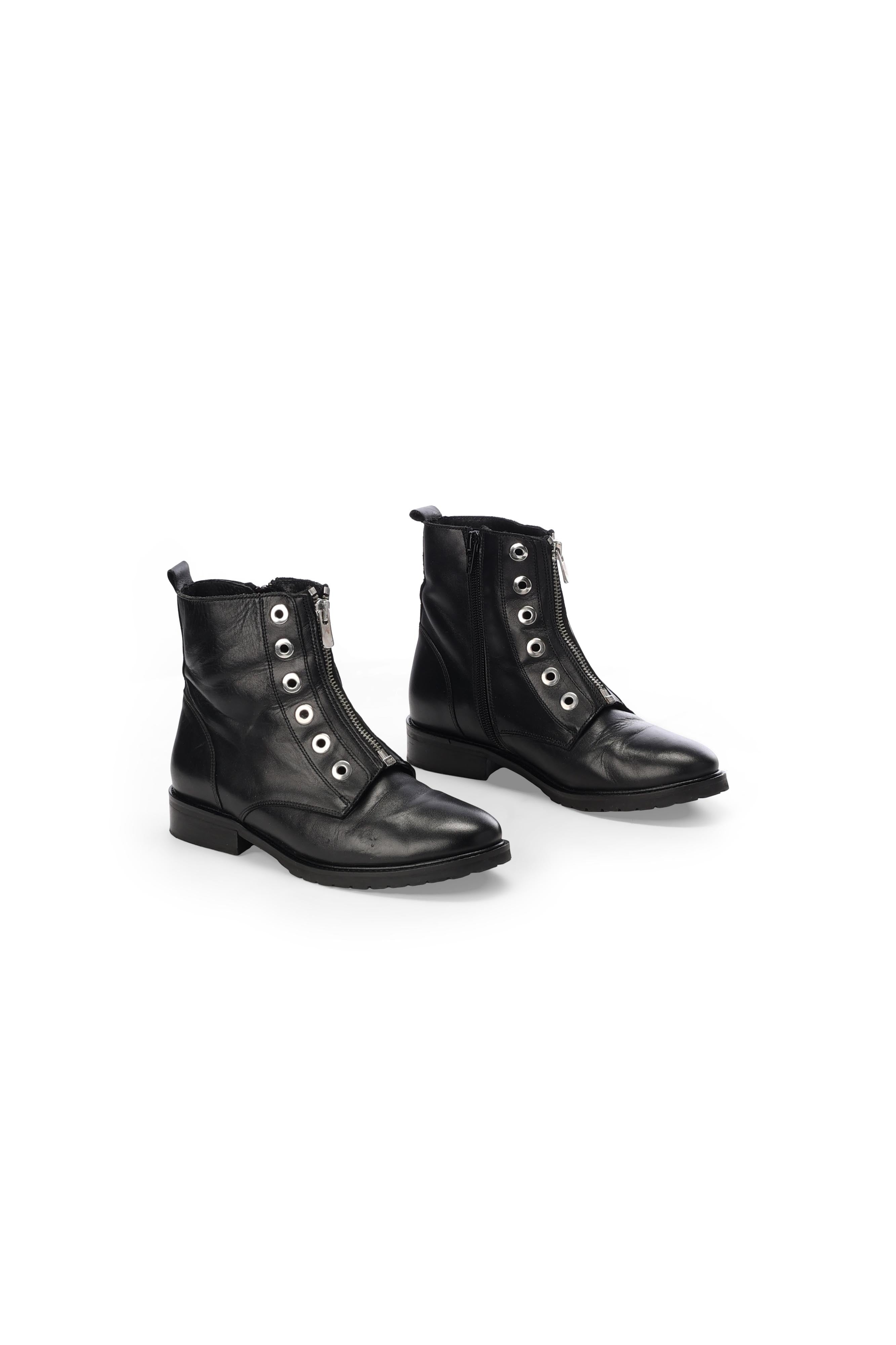 Bottine en cuir noir Dada sport preloved - seconde main