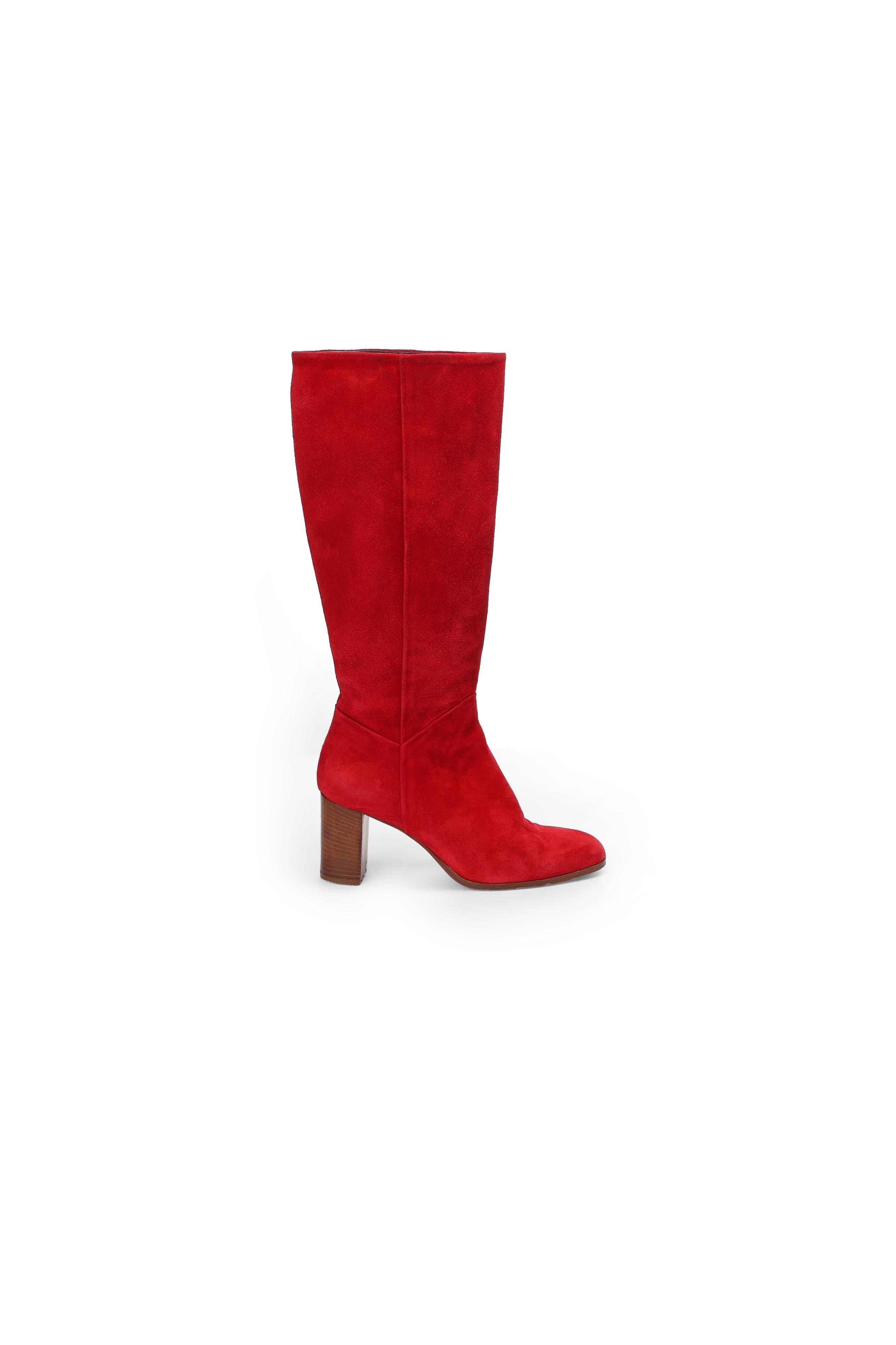 Botte en cuir daim rouge Dada sport preloved - seconde main
