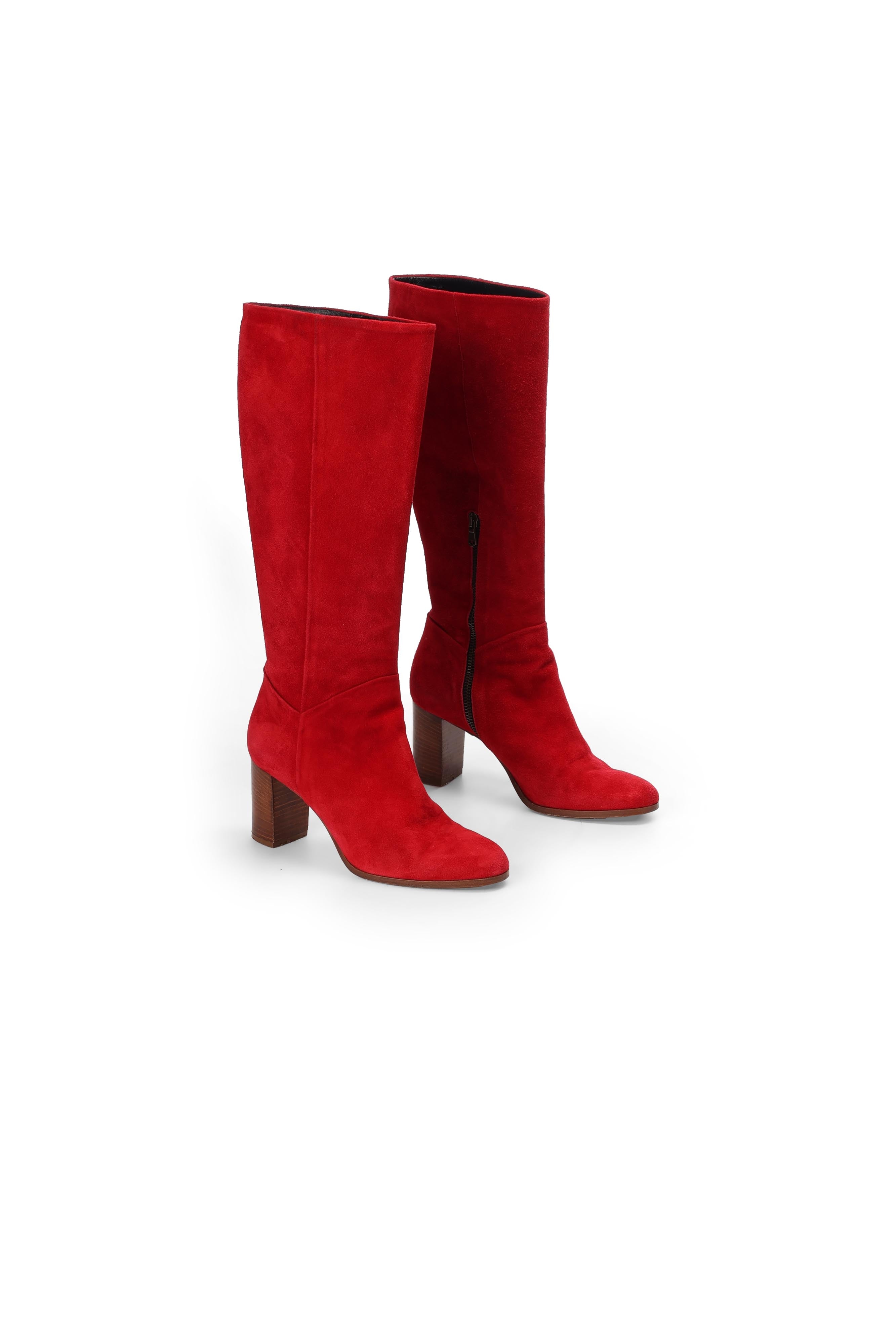 Botte en cuir daim rouge Dada sport preloved - seconde main